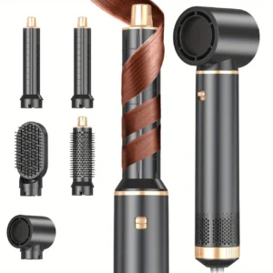 5-in-1 Hair Styler Brush – Curl, Straighten, Volumize & Dry in One