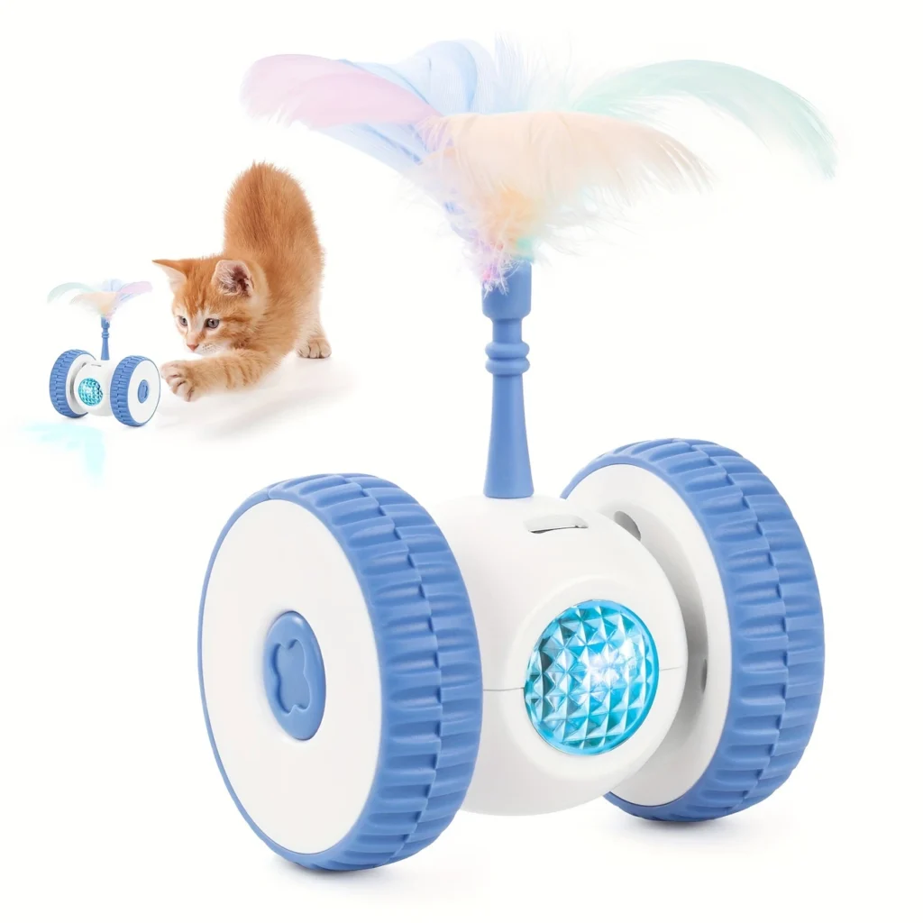 USB Rechargeable Cat Toy with Feather Wand & Lights – Smart Sensing for Indoor Cats