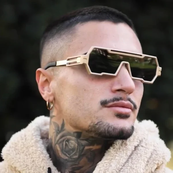 Steampunk Shield Sunglasses – Retro Edge with Full UV Protection