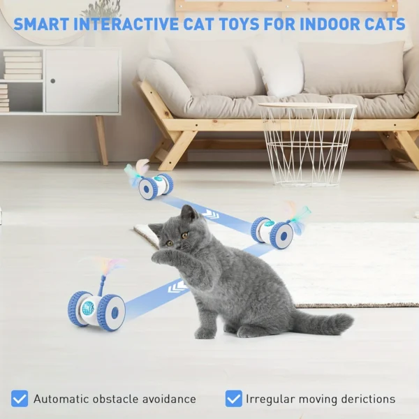 USB Rechargeable Cat Toy with Feather Wand & Lights – Smart Sensing for Indoor Cats - Image 3