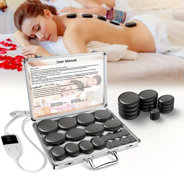 20pcs Hot Stones with Digital Heater | Adjustable Temp Massage Kit for Spa & Home - Image 3