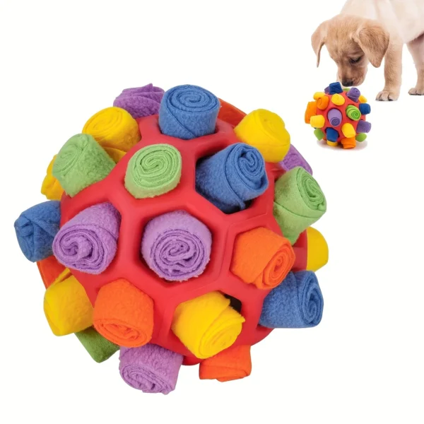 Interactive Snuffle Ball for Dogs – Colorful Puzzle Toy with Treat Pockets - Image 3